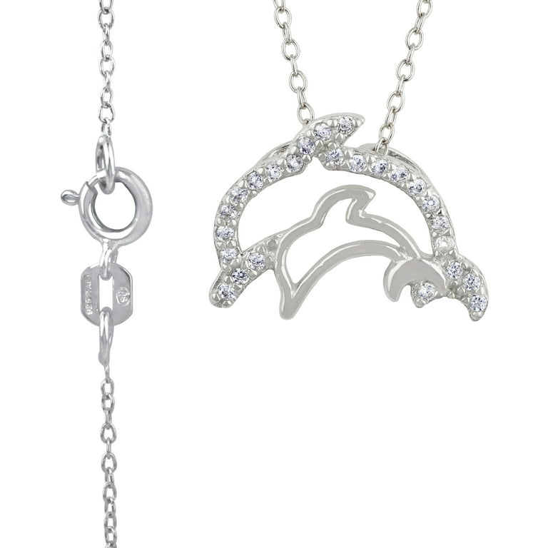 Brilliance Fine Jewelry Simulated Diamond Sterling Silver Dolphin