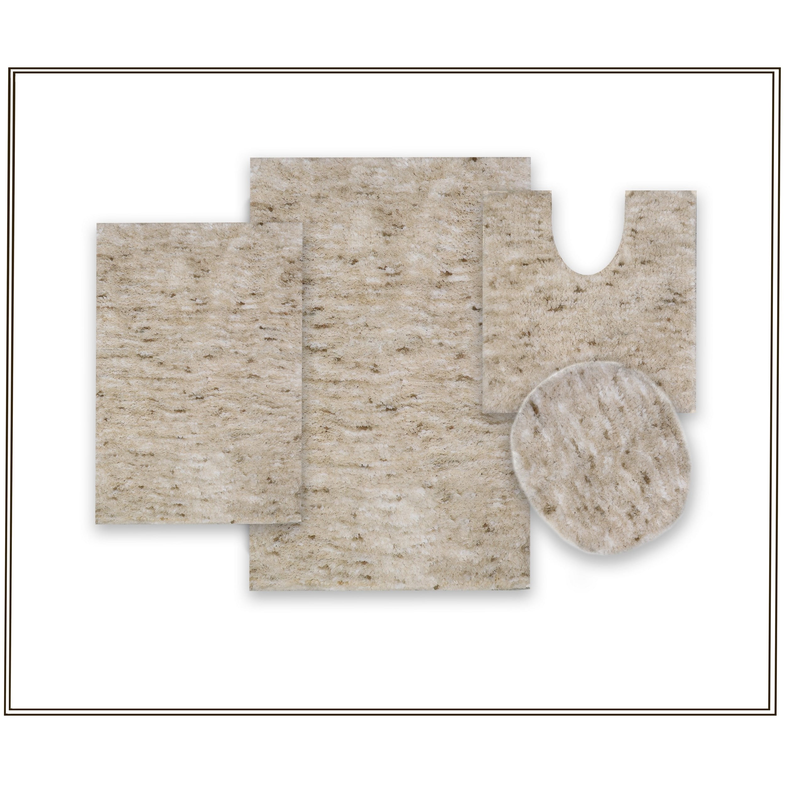 Home Weavers Elegance Bathroom Rugs Sets 4 Piece- Plush Bath Mat Set Quick-Dry Soft Microfiber Bathroom Mat with Rubber Backing, Absorbent Bathroom Rug Set, Washable Bath Rugs, Bath Mats, Ivory