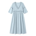 thumbnail image 5 of Omexry Spring Summer Dresses for Women Women's Summer Casual Dress Gradual Sleeveless Neck V-Neck Long Dress Light Blue L, 5 of 8