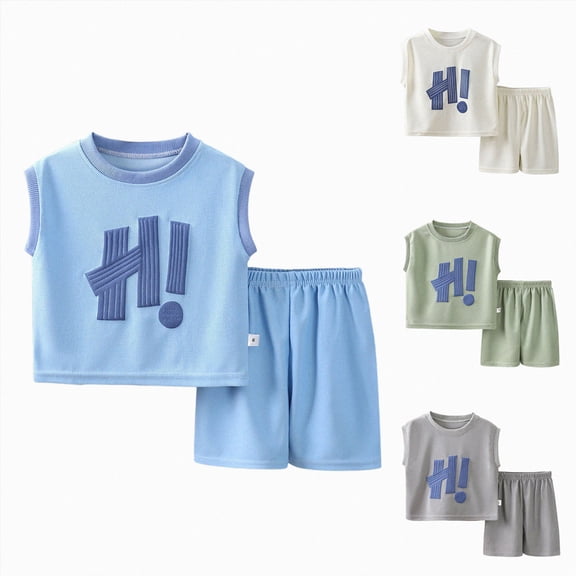 Xudanell Baby Boy'S Clothing Boys Clothes Size 6 Boy Clothes Toddler Baby Boys Summer Outfits Sleeveless T-Shirt Shorts Set (Yellow, 6-12 Months)