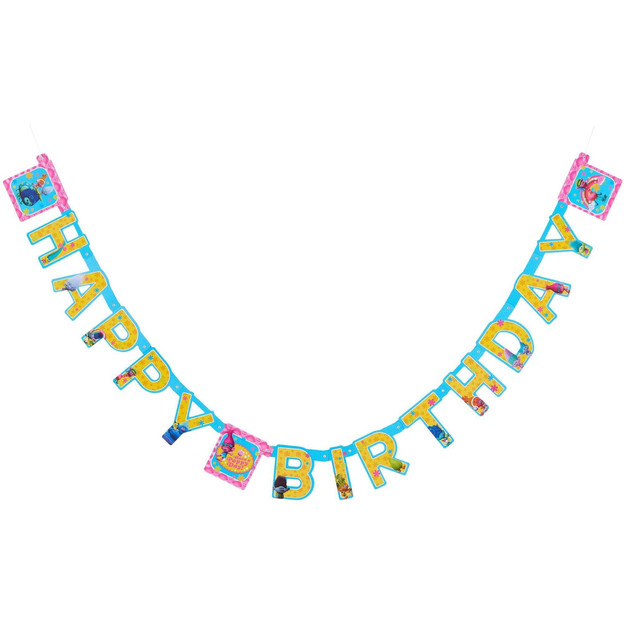 Trolls Birthday Party Decoration Multi-color Banner, 7.59 ...