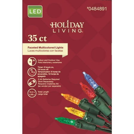 Holiday Living Led Lights Holiday Living 35-Count 11.3-ft Constant Multicolor Led Battery-operated Christmas String Lights Timer ENERGY STAR ()