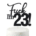 thumbnail image 1 of Decoración para tartas Veegood con purpurina negra para cumpleaños número 23, divertida, 1 of 4