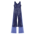 thumbnail image 5 of CHICTRY Kids Girls Sequins One Piece Party Jumpsuits with Tulle Cloak Flower Wedding Prom Dress Navy Blue 12, 5 of 6