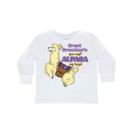 

Inktastic Cute Jumping Alpaca-Great Grandma s You Say ALPACA my bags! Gift Toddler Boy or Toddler Girl Long Sleeve T-Shirt