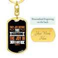 thumbnail image 3 of They Joy Before Thee Isaiah 9:3 Stainless Steel or 18k Gold Premium Swivel Dog Tag Keychain, 3 of 8