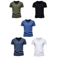 thumbnail image 4 of Mens Slim-Fit Cotton T-Shirts Comfort Soft Short Sleeve Lightweight V-Neck Shirts Tops Breathable Color Blouses, 4 of 8
