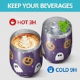 thumbnail image 4 of 12oz Stemless Wine Tumblers Halloween Ghost Pumpkin Pattern Vacuum Insulated Stainless Steel Travel Tumbler Cups Mug with Lid and Straw for Champaign,Cocktail,Beer with Cleaning Brush, 4 of 5