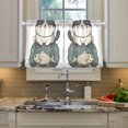 thumbnail image 2 of Yayeee Kitchen Curtains Tier Pair Light Filtering 27"x36" Rod Pocket Short Cafe Window Panel, Beige Cute Cat, 2 of 7