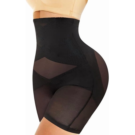 Womens' Tummy Control High Waist Trainer Body Shaper(Black - Mid Thigh,M