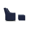 DaVinci Owen Glider and Storage Ottoman in Navy with Cream Piping