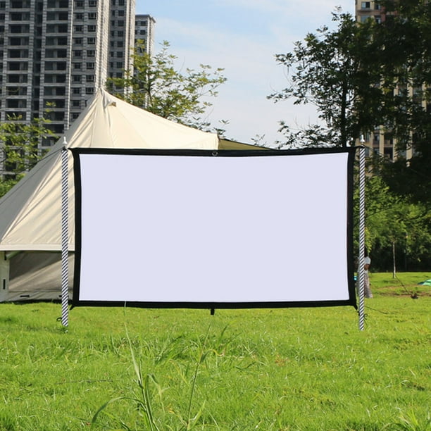Pantalla proyector de 130 pulgadas Plegable 16:9 - Pantalla de cine interior exterior de poliéster blanco antiarrugas para cine en casa, fiesta u oficina