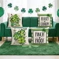 thumbnail image 5 of KOYPTL St.Patrick's Day Decorations Pillow Covers 18 x 18 Inch Set of 4 Green Shamrock Heart Lucky Charm Buffalo Plaid Pillow Cases for Home Sofa Couch Cushion Decor, 5 of 6