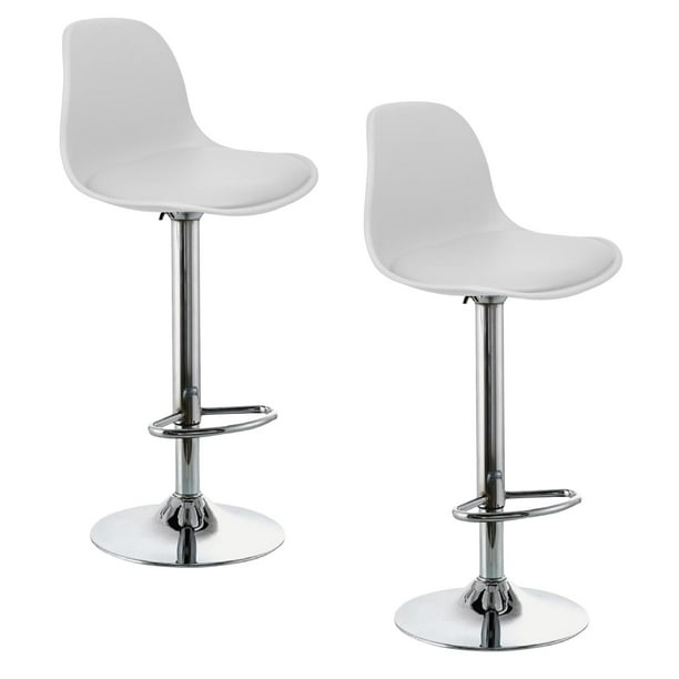 Banco Silla De Comedor Giratorio Respaldo Set 2pzs Cafeteria blanco 1