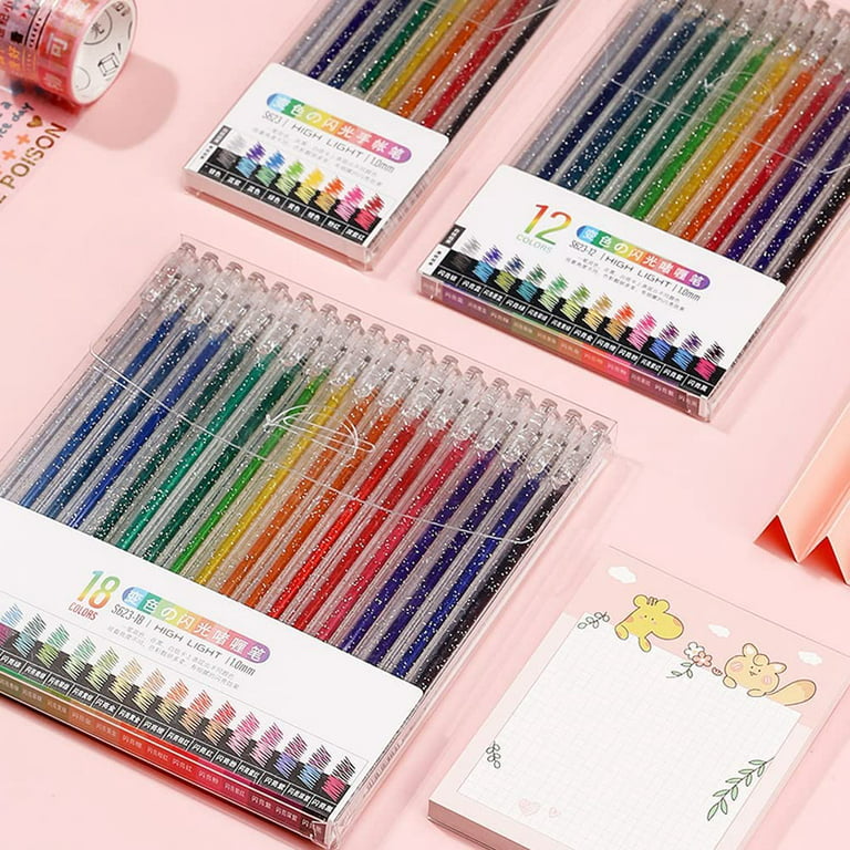 School Supplies Writing Pencil  Gel Pens Set Glitter Markers - 12colors  Gel Pens Set - Aliexpress