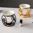thumbnail image 2 of Warmself Gold Ginkgo Leaf Essential Oil Burner Aromatherapy Aroma Burner Oil Diffuser Candle Tealight Oil Warmer, 2 of 5