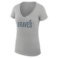 thumbnail image 2 of Women's G-III 4Her by Carl Banks  Gray Atlanta Braves Dot Print V-Neck Fitted T-Shirt, 2 of 3
