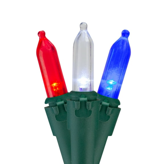 LED Mini Christmas String Lights - Red White and Blue - 32.75' Green Wire - 100ct