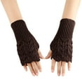 thumbnail image 2 of WREESH Women's Love Wool Hollow Heart Knitted Gloves Fingerless Winter Gloves With Leaky Finger Sleeves Coffee, 2 of 5