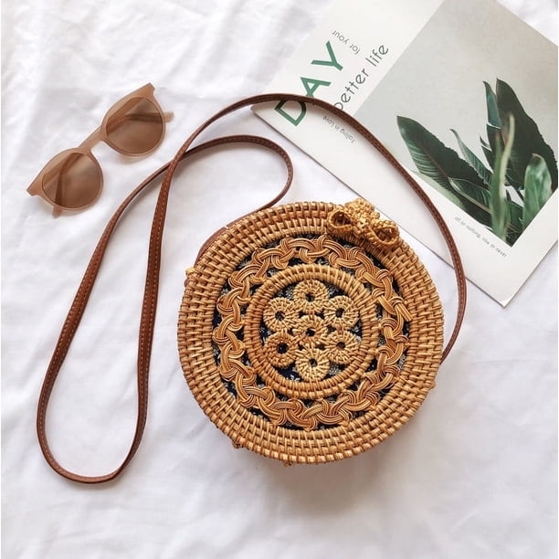 Zhuge Bolso de hombro tejido para mujer, bolso de mano tejido, bolso de mano tejido elegante para playa de verano, bolsos de hombro de 7,87 x 3,14 x 7,87 pulgadas (estilo R)