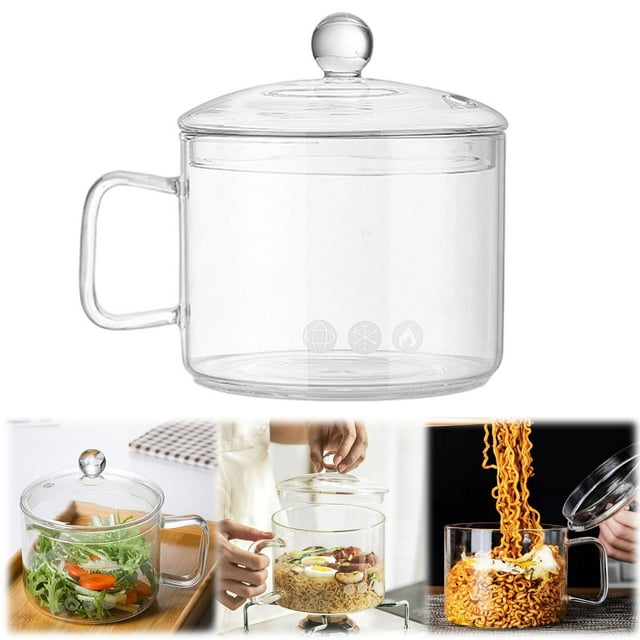 Glass Saucepan with Cover, 1300ML Heat-resistant Glass Cooking Pots, Glass Pots for Cooking on Stove Cookware Set Stovetop Pot for Soup, Pasta,& Baby Food