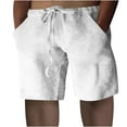 thumbnail image 2 of Yuwull Men's Shorts Plus Size Shorts Summer Cotton Linen Casual Loose High Waist Drawstring Elastic Waist Solid Shorts With Pockets, 2 of 7