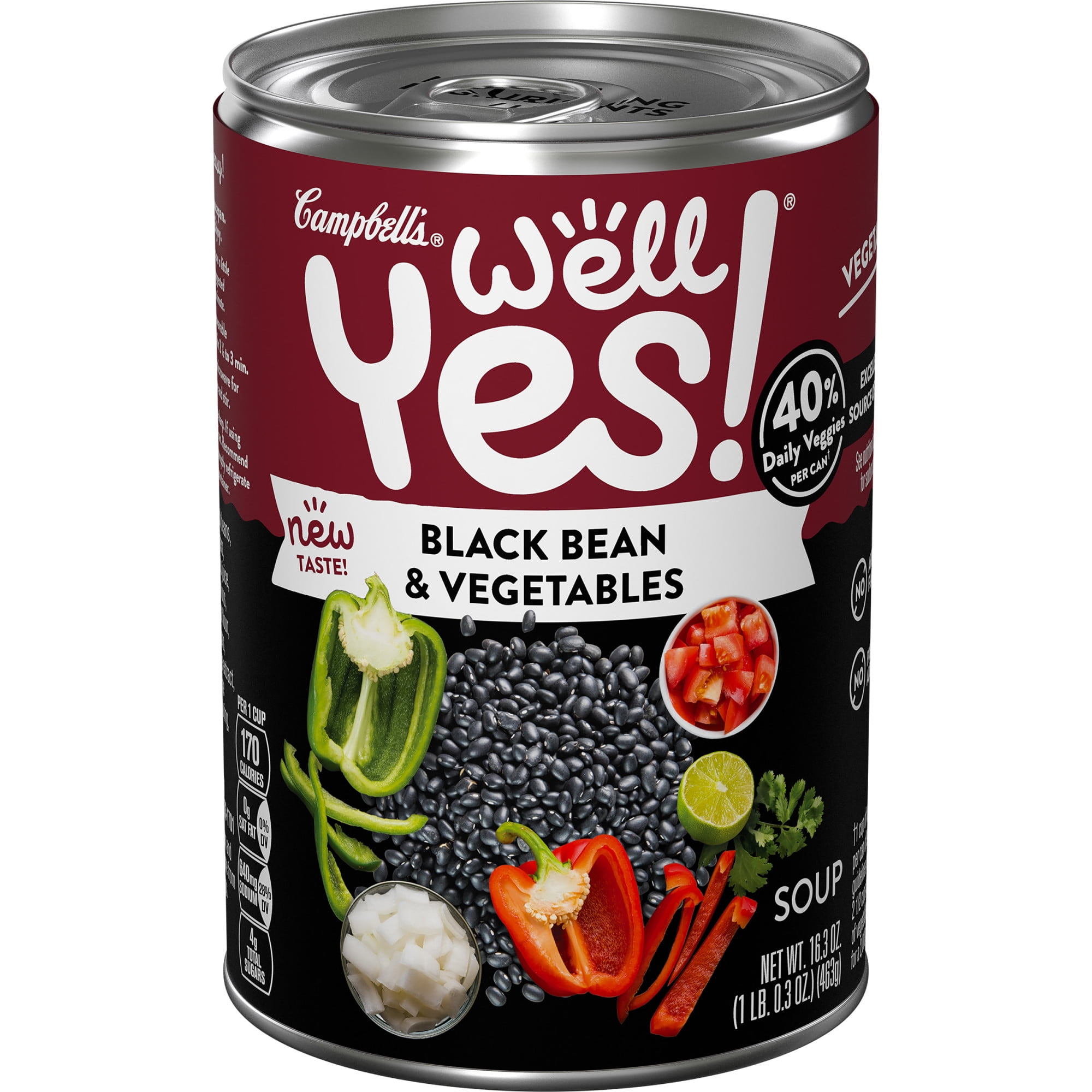 Campbell's Well Yes! Black Bean & Vegetables Soup, Vegetarian Soup, 16.3 Ounce Can