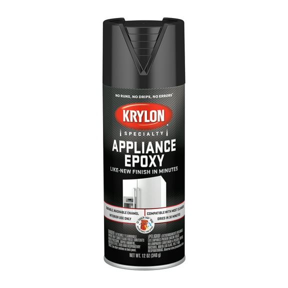 Krylon K03206777 Appliance Epoxy, Gloss, Black, 12 oz, Spray Paint, Multi-Surface, (1 Piece, 1 Pack)