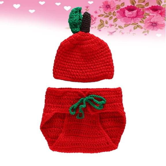 MLINS Toddler Knit Outfit Fruit Design Crochet Costume Photography Props Red