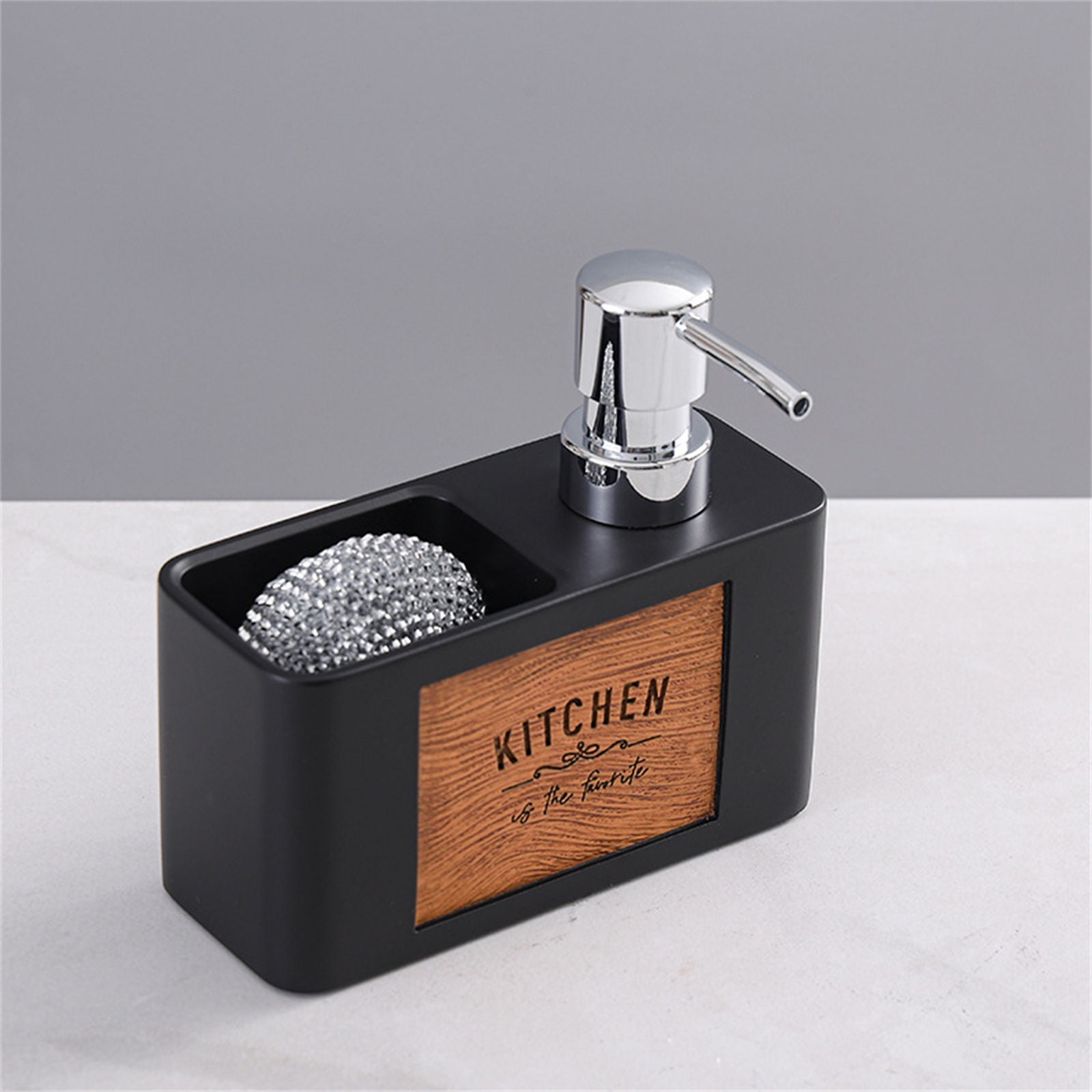 Kitchen Dish Soap Dispenser with Sponge Holder,2in1 Countertop Dishwashing Soap Pumps Dispenser Set for Kitchen Sink