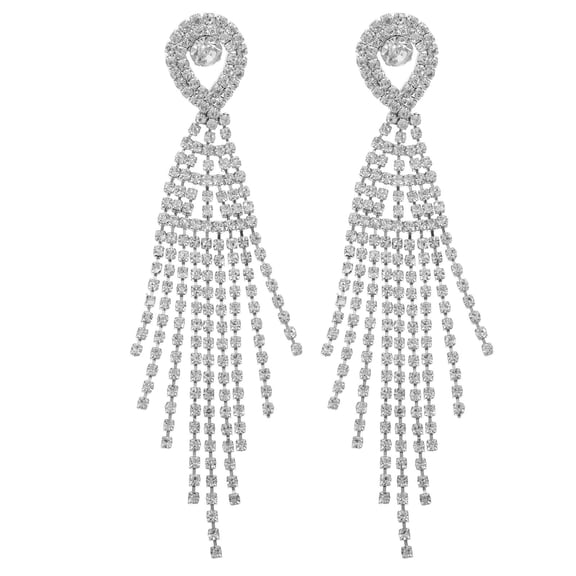 LOLIPPYY 1Pair Sparkly Rhinestone Dangle Earrings with Dynamic Tassel Movement for Parties