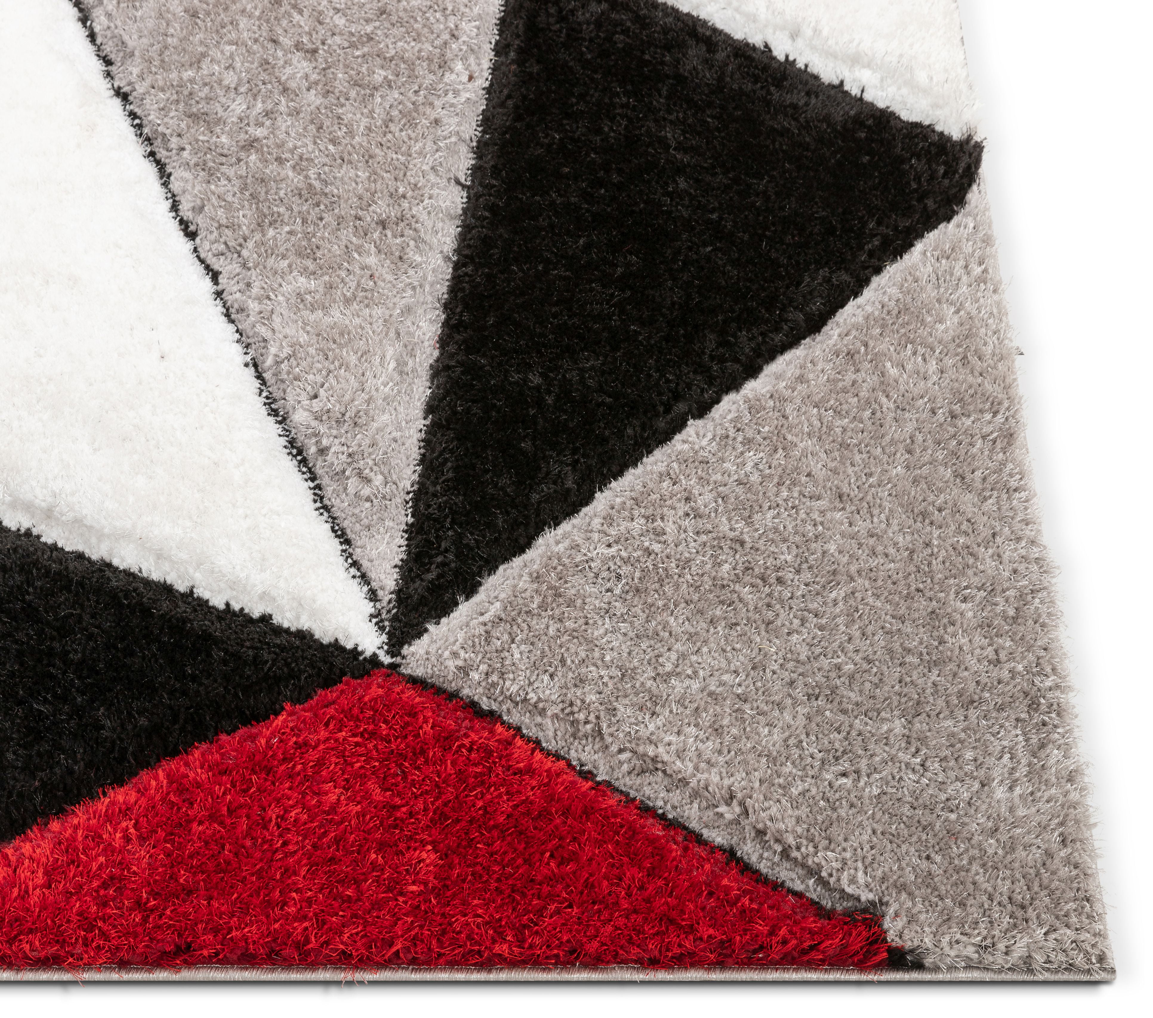 Well Woven San Francisco Venice Red Modern Geometric Abstract 7'10" x 9'10" Shag 3D Textured Area Rug