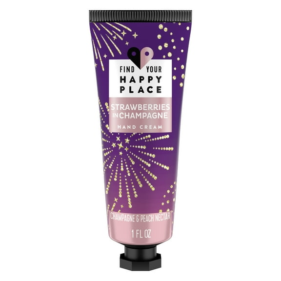 Find Your Happy Place Moisturizing Hand Cream for Dry Skin Strawberries in Champagne Champagne and Peach Nectar 1 fl oz