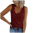 thumbnail image 2 of UTTOASFAY Womans Shirts Women's Solid Tank Tops Sleeveless U-Neck Base Shirt Summer Casual Workout Tees Wine 10(XL), 2 of 7