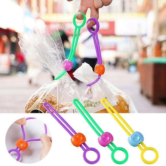 Food Bag Sealing Clips | Colorful Multi-Purpose Airtight Strap Clamps | Kitchen Freezer Safe Binders | Set of 3 | TPE+ABS | 16.2cm | Bread Snack Storage Rope | Dishwashable Freshness Sealers