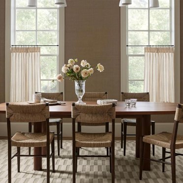Home Queen 24" Boho Cafe Curtains - Natural & Khaki Striped Linen Kitchen Curtains Set Of 2