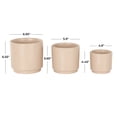 thumbnail image 3 of DecMode 7", 6", 5"W Pink Ceramic Geometric Planter with Layered Square Shaped Grooves (3 Count), 3 of 9