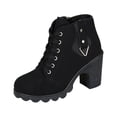 thumbnail image 3 of Taqqpue Women's Ankle Boots Round Toe Side Zip Slip On Mid High Heel Comfortable Dress Booties for Women Size 5.5-10.5 Fashion Dress Shoes Fall Winter Footwear Casual Walking Daily, 3 of 10