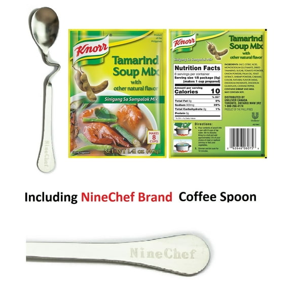 NineChef Bundle - Knorr Tamarind Soup Mix (Sinigang sa Sampalok Mix) 1.41oz (40g, pack 1)   1 NineChef Brand Spoon