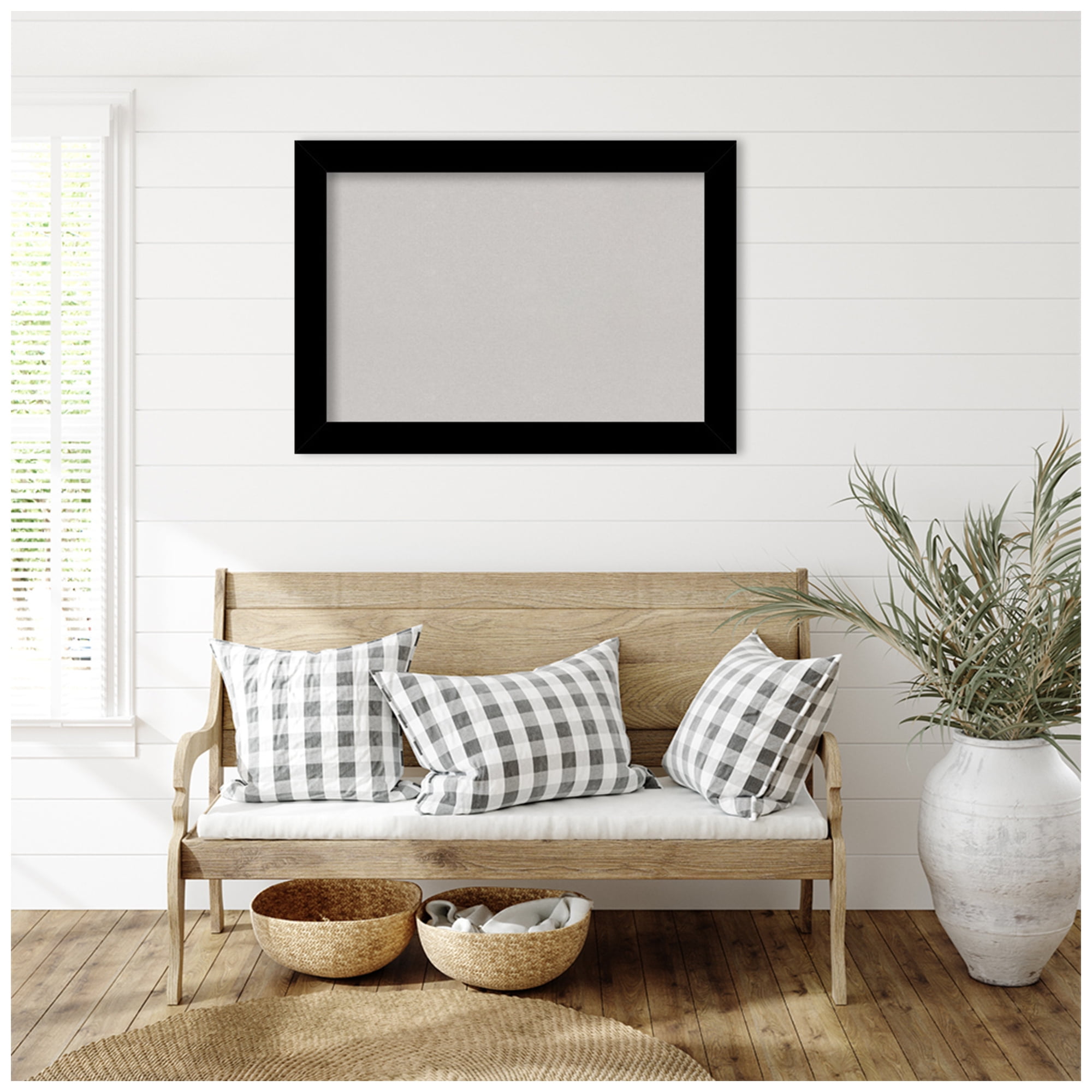 Amanti Art Grey Cork Board Wood Framed Basic Black Bulletin Board 41 in. x 29 in.