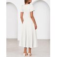 thumbnail image 6 of Merokeety Womens Summer Dresses Crewneck A Line Pleated Flowy Midi Dress With Pockets White L, 6 of 6