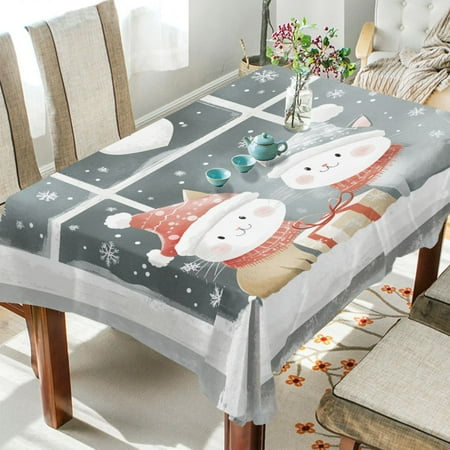 

WOBOGO Cute Winter Window Scene Square Tablecloth 54×54in Polyester Fabric Tablecloth Washable Dust Resistant Wrinkle Resistant