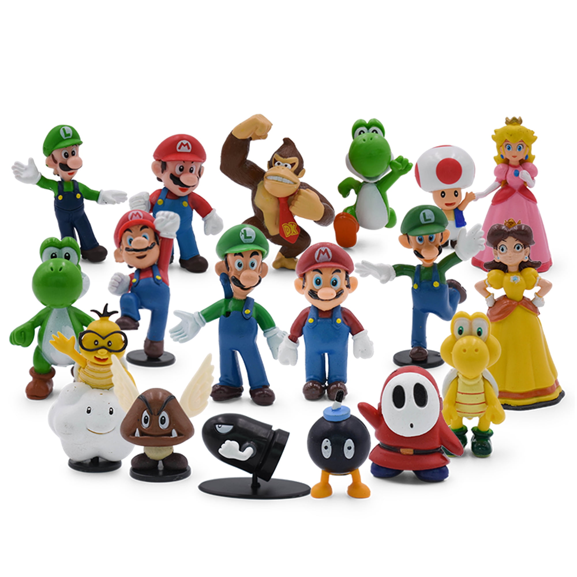 Colorful Set Of 18 PCS Super Mario Brothers Bros Cake Topper Action Figure Toys 