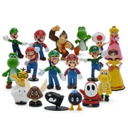 SeekFunning Super Mario Brothers Figures Set, Pack of 18 Main Characters, for Birthday Party Cake Decoration