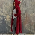 thumbnail image 5 of Long Sleeve Loose Fit Hooded Cardigan Cable Knit Design Front Button High Slit for Women Wear, 5 of 8