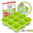 thumbnail image 1 of Contenedor de almacenamiento de alimentos para bebés Kiddo Feedo bandeja de congelador con tapa de silicona verde, 1 of 3