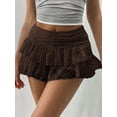 thumbnail image 5 of Women'S Y2K Lace Mini Skirt with Shorts A Line Hight Waisted Ruffle Skirt Skort Brown M, 5 of 8