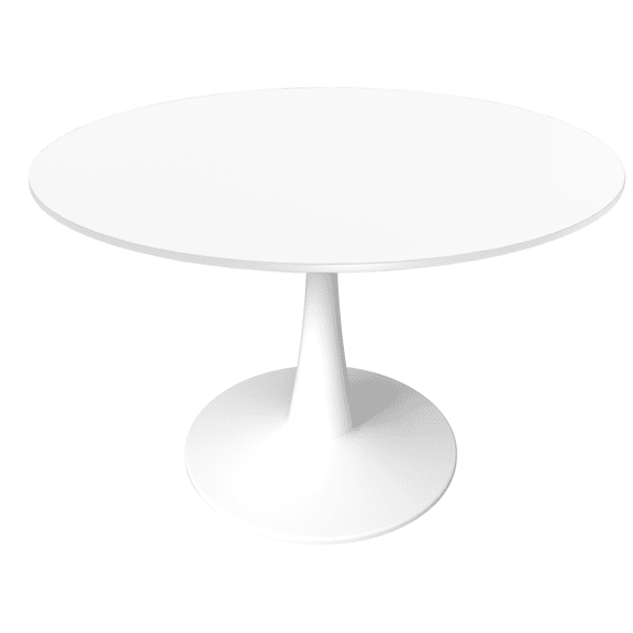 LeisureMod Round Dining Table Modern 40" MDF Wood Tabletop with Steel Pedestal Base for Kitchen and Living Room Bristol Series in White