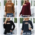 thumbnail image 3 of Camiseta Sexy para mujer recortada manga larga linterna cuello redondo Camiseta de color sólido Otoñ Abanopi Camello/Grande, 3 of 7