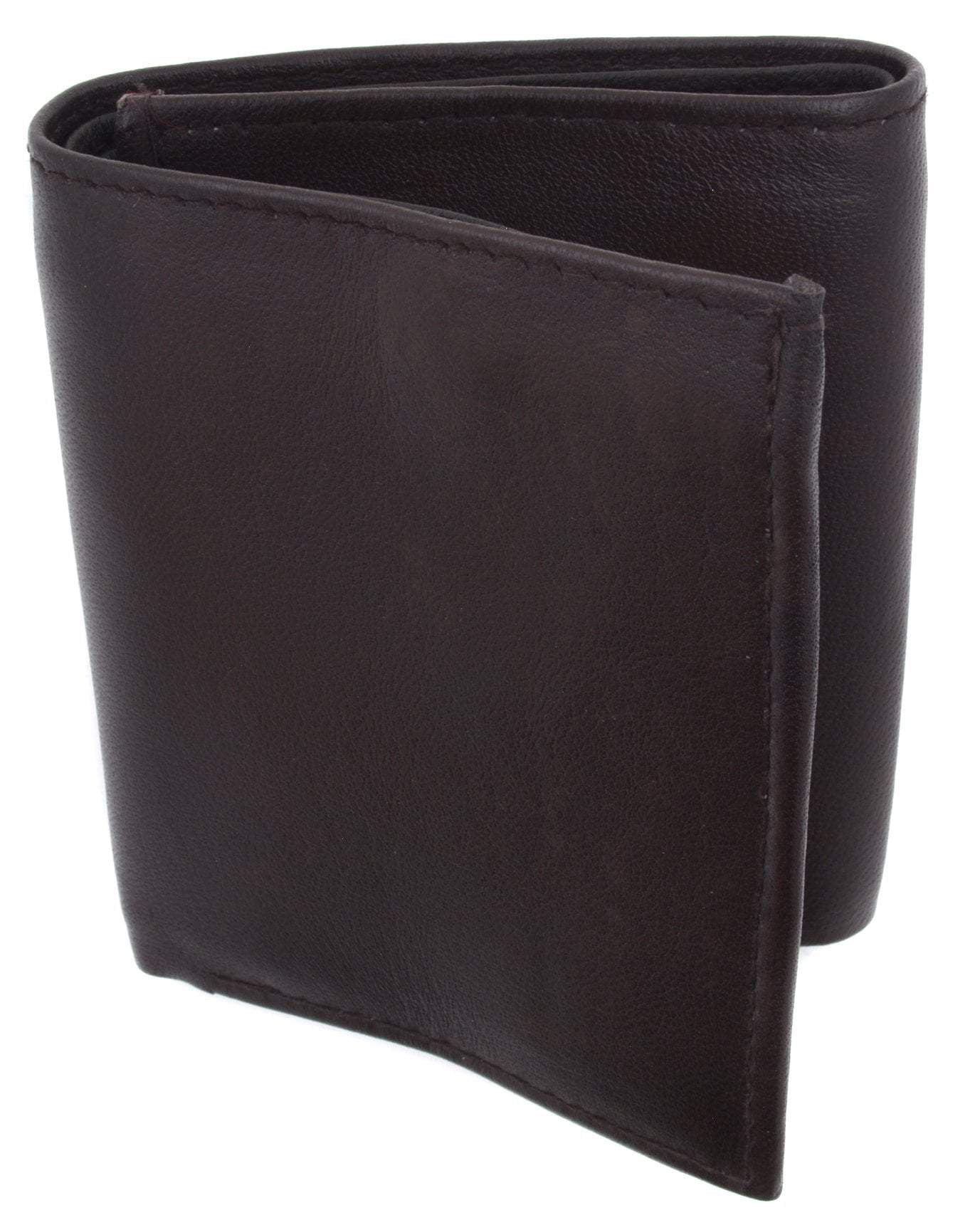 Trifold Leather Wallet W/ Zippered Pockets & ID Window 1655 